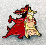 Cow, Chicken & Red Guy Pin Badge